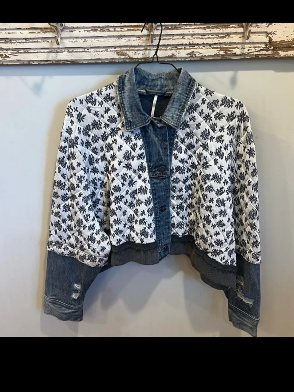 RARE Free People Ditsy Floral Denim Jacket